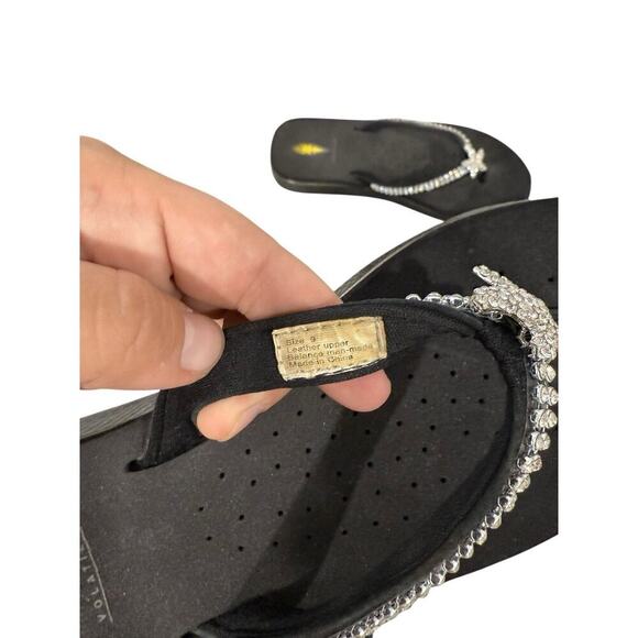 Volatile Silver Rhinestone Black Flip Flops Comfort Shoes Star Fish Womens 9 - Picture 6 of 8